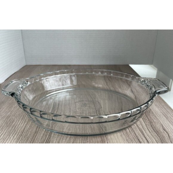 Vintage Anchor Hocking USA Heavy 2+ lb Clear Glass 9.5” 24cm Pie Bake Pan Plate - Picture 2 of 7